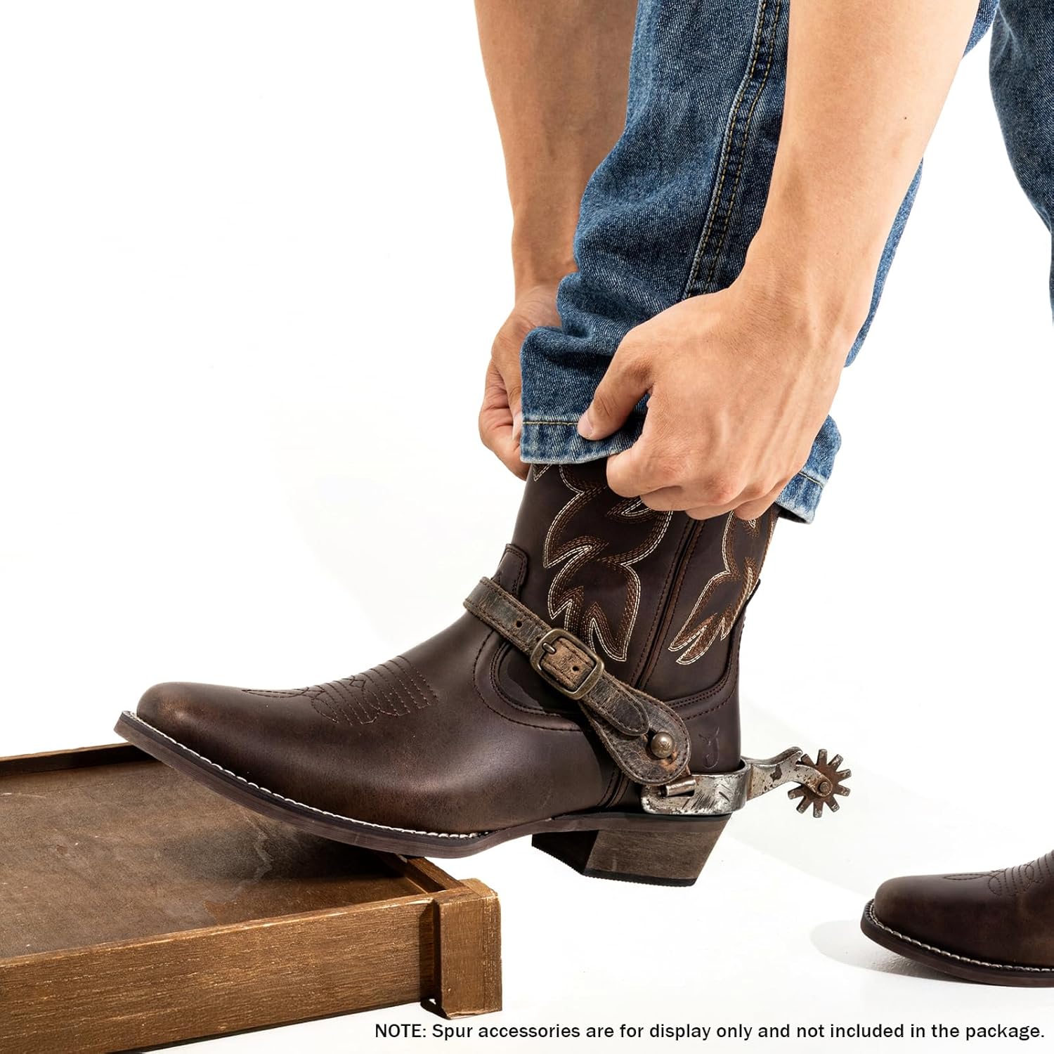 J's.o.l.e Cowboy Boots For Men Square Toe Men's Western Boots Classic Embroidered Pull On Riding Dress Boots Botas Vaqueras Para Hombre
