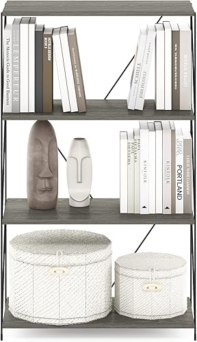 Miniatura 5 de Furinno Besi - Estante industrial multiusos de 4 niveles con marco de metal, roble finn