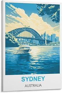 Sydney Australia Vintage Travel Posters 24x36inch(60x90cm) Canvas Art Poster And Wall Art Picture Print Bedroom Decor