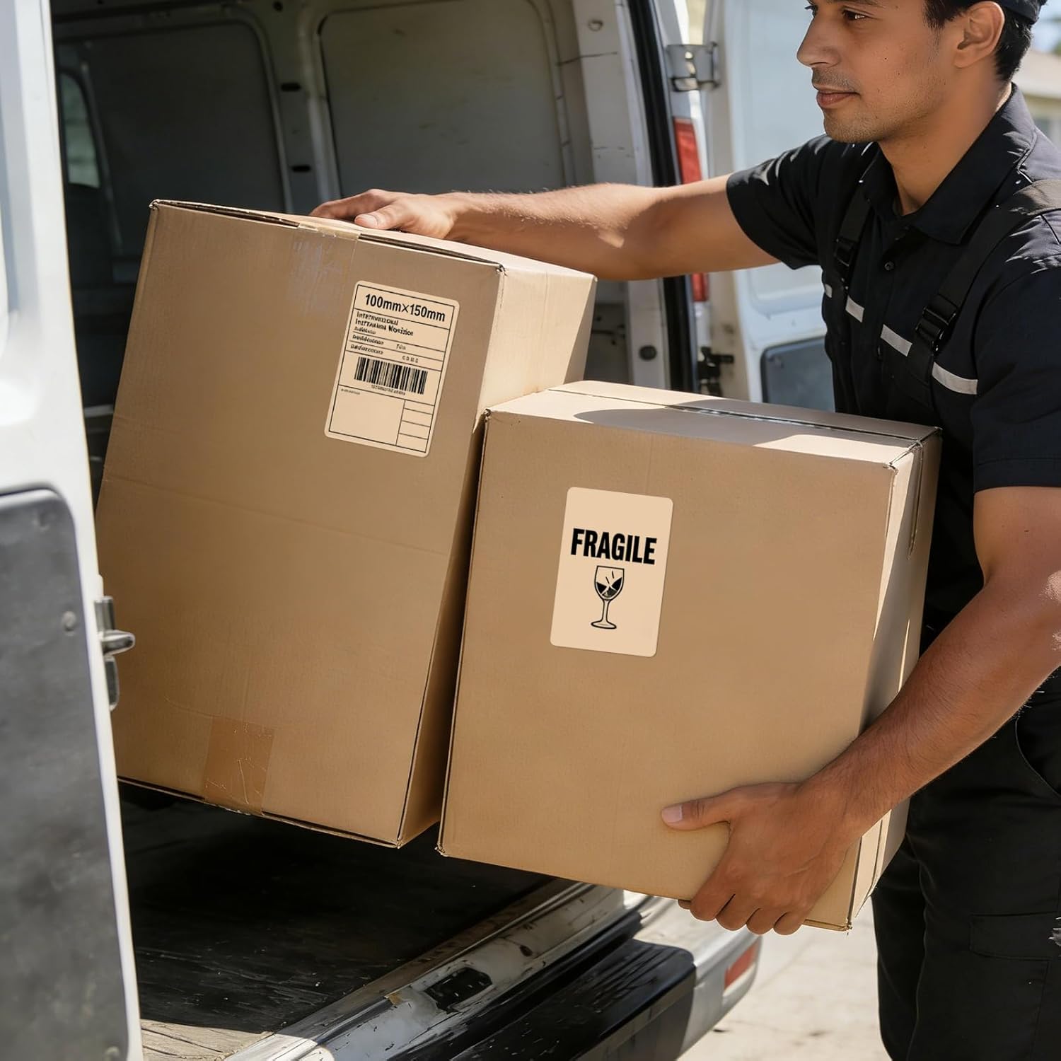 4×6 Direct Thermal Printer Labels Khaki Vinyl Shipping Labels Square Waterproof Self-Adhesive Perforated Mailing Label for UPS Package Business Postage Barcode 250 PCS - Image 7