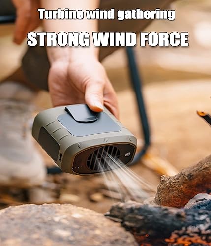 Miniatura 5 de Ventilador personal portátil con clip de cintura, recargable por USB, batería de 8000 mAh anti-caída Powerbank y LED 3 en 1, enfriador de cuello de
