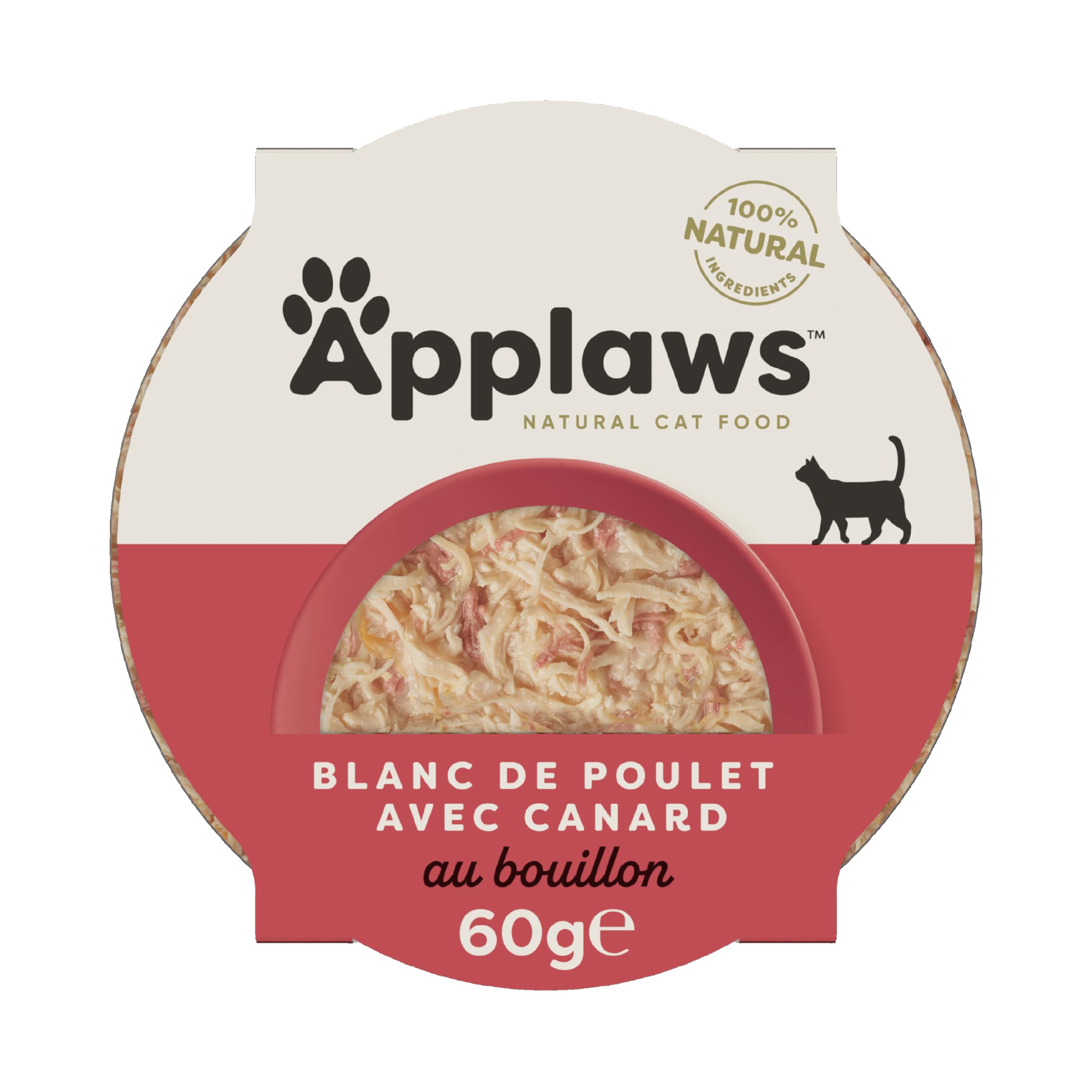 Applaws 100% Natural Comida para Gatos Pechuga de Pollo Suculenta con Pato en Caldo, 10 x 60g Pote