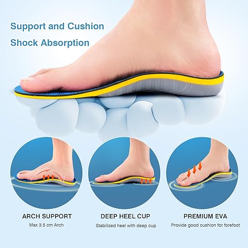 Miniatura 2 de Plantillas para fascitis plantar, soporte de arco, plantillas ortopédicas para pies planos, pronación del dolor de arco para botas de trabajo,