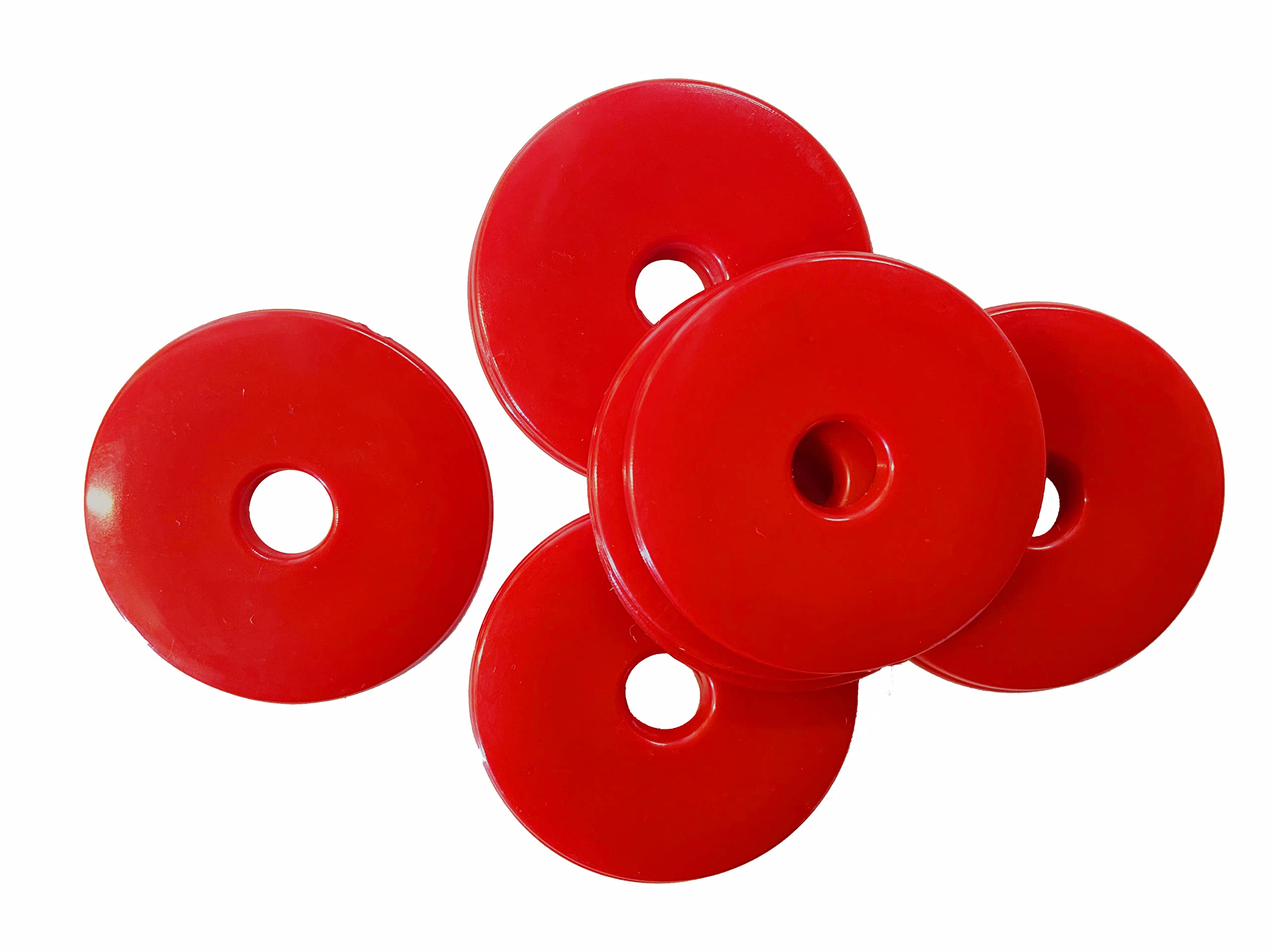 Proops 40mm Dia Red Survey/Road Markers, High Impact HDPE Plastic Disc Washers, Bevelled Edges (S7839). Free UK Postage (10)