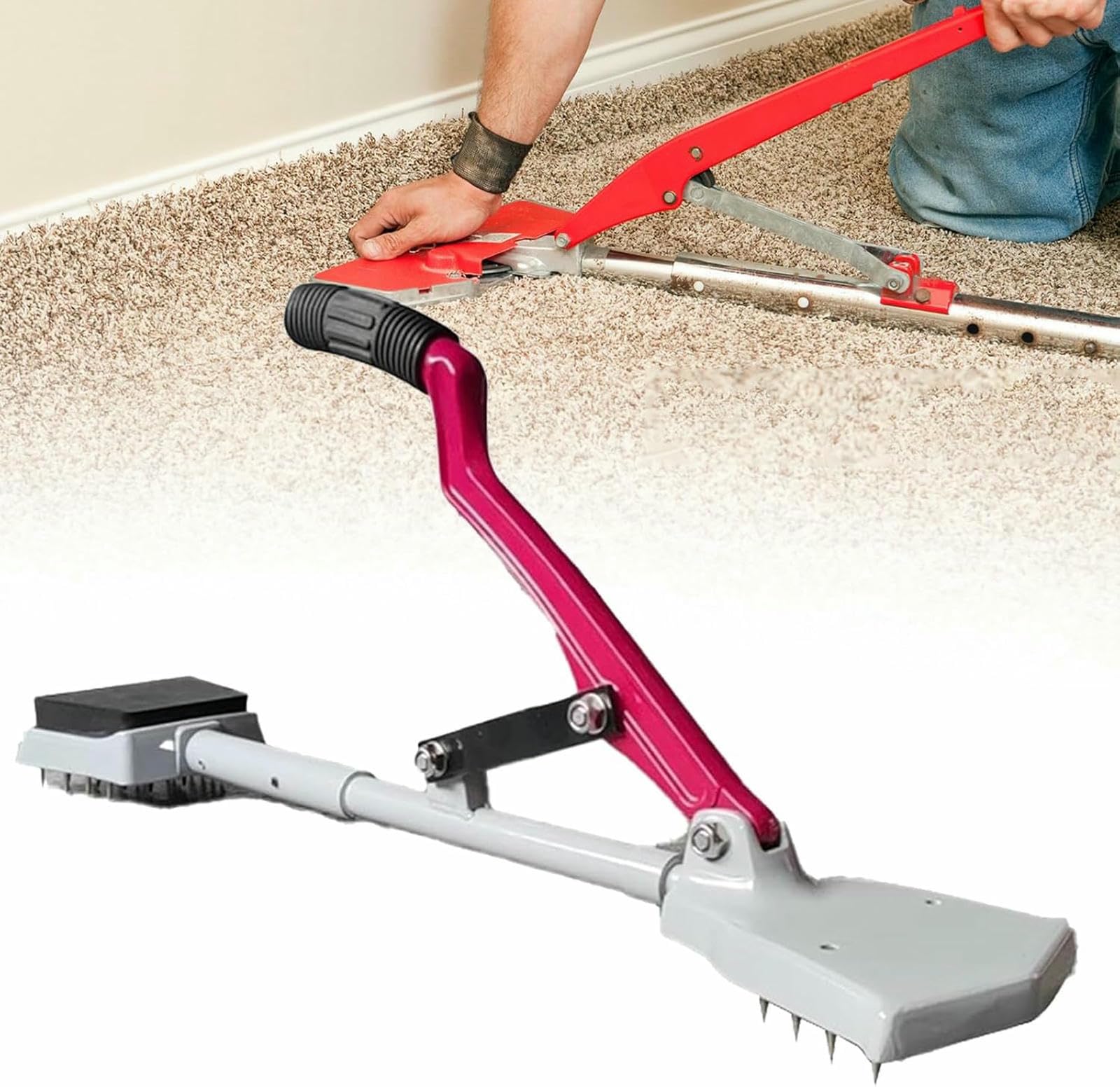 Tendeur de tapis sans genoux pour installer un revêtement sans douleur