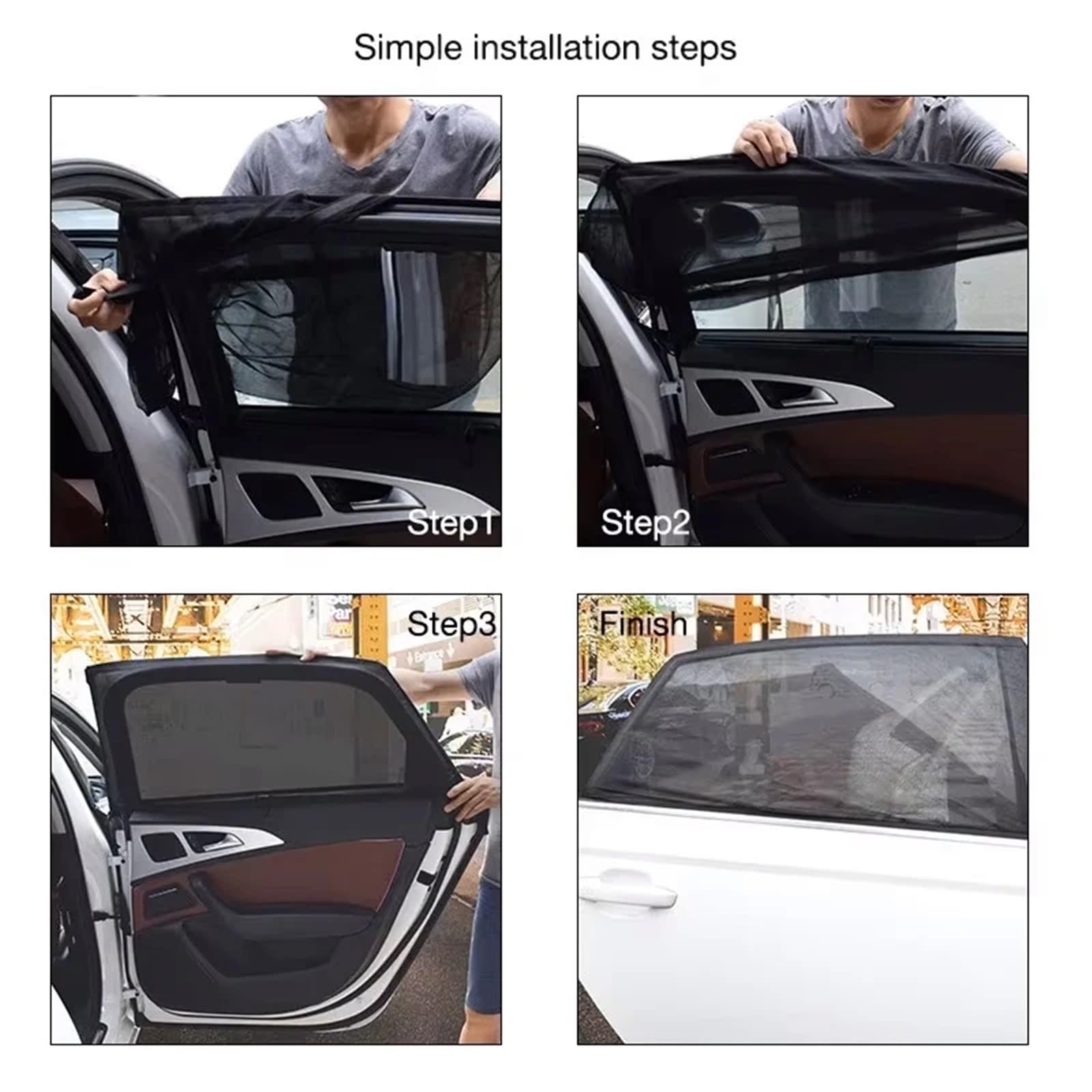 osłona szyby drzwi Siatka izolacyjna UV Protect Shield, pasuje do Dacii, pasuje do Dustera Logana, sprężyny Sandero Stepway Dokker Lo(4Pcs SUV Front Rear)