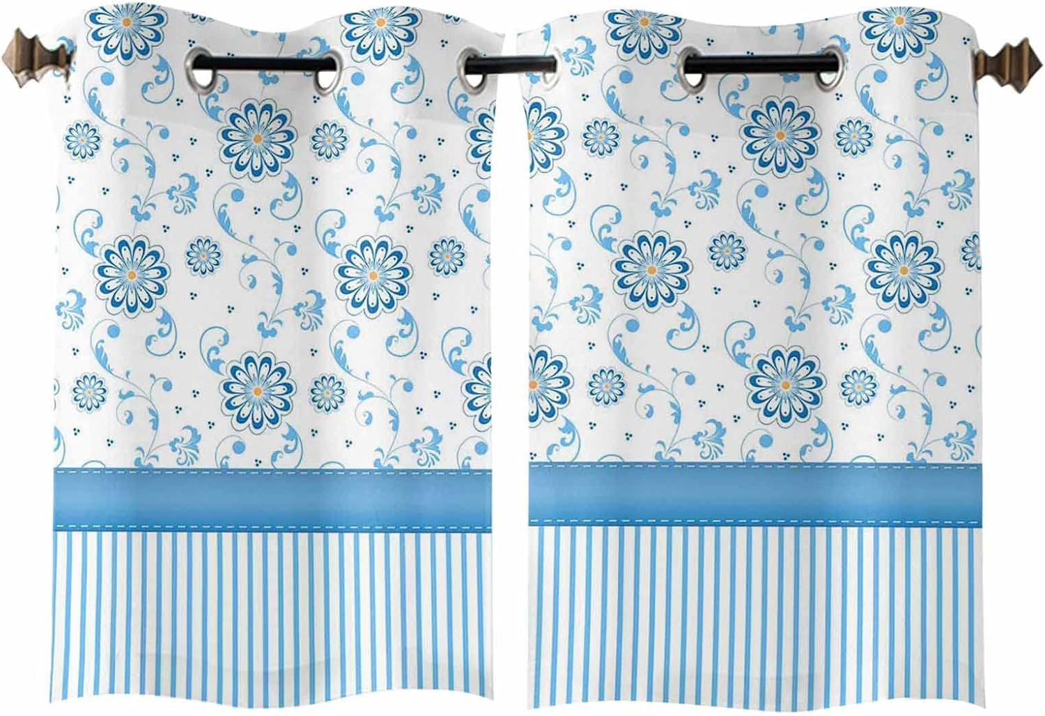 Window Curtains 39 Inches Length, Spring Floral 2 Panels