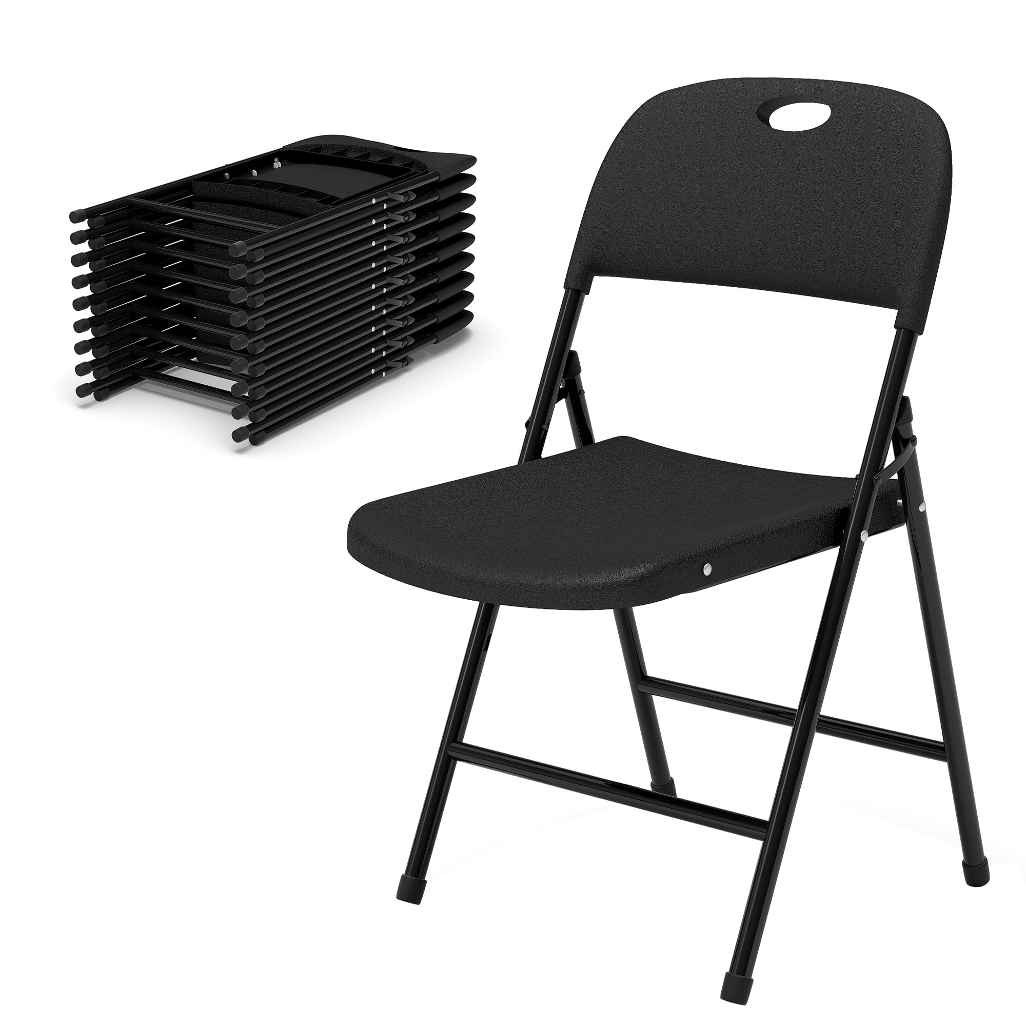Winlice Folding Chairs, Plastic Foldable Chair, Outdoor Plastic Sturdy Metal Folding Chairs, Heavy Duty Foldable Commercial Seating for Picnic, Party,