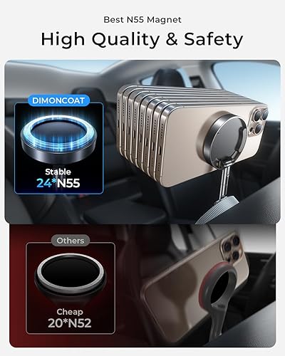 Miniatura 4 de Soporte magnético al vacío para teléfono 89 libras de succión más fuerte y 24 x N55 ultra magnético Soporte de teléfono ajustable de 360 para