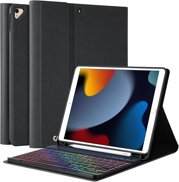 FUWANG iPad 9th/8th/7th Gen Keyboard Case 10.2" with Backlit Detachable Keyboard