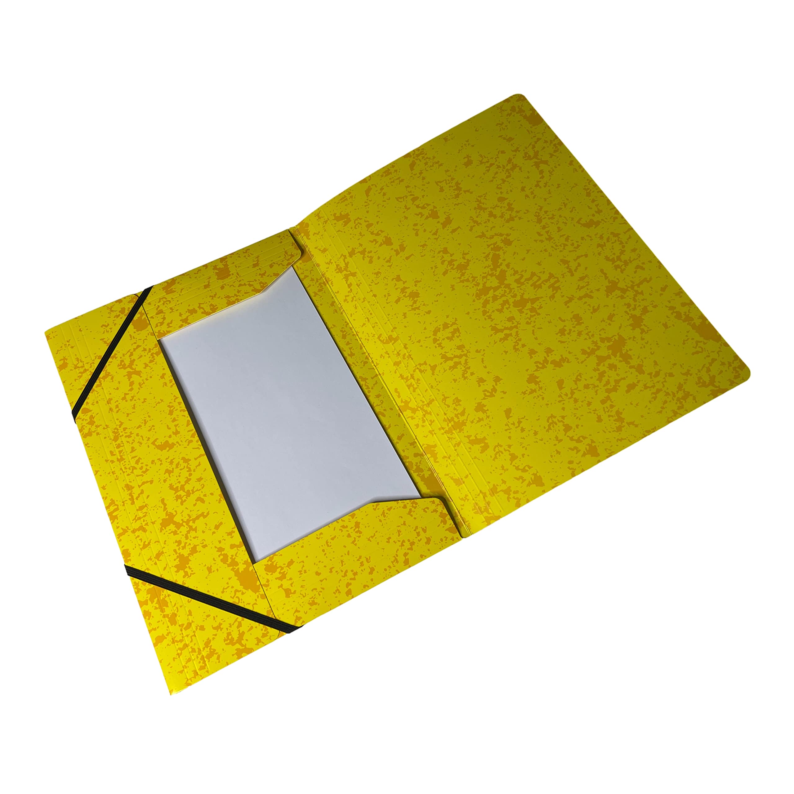 Pack of 12 A4 Yellow Card 3 Flap Folders with Elastic Closure