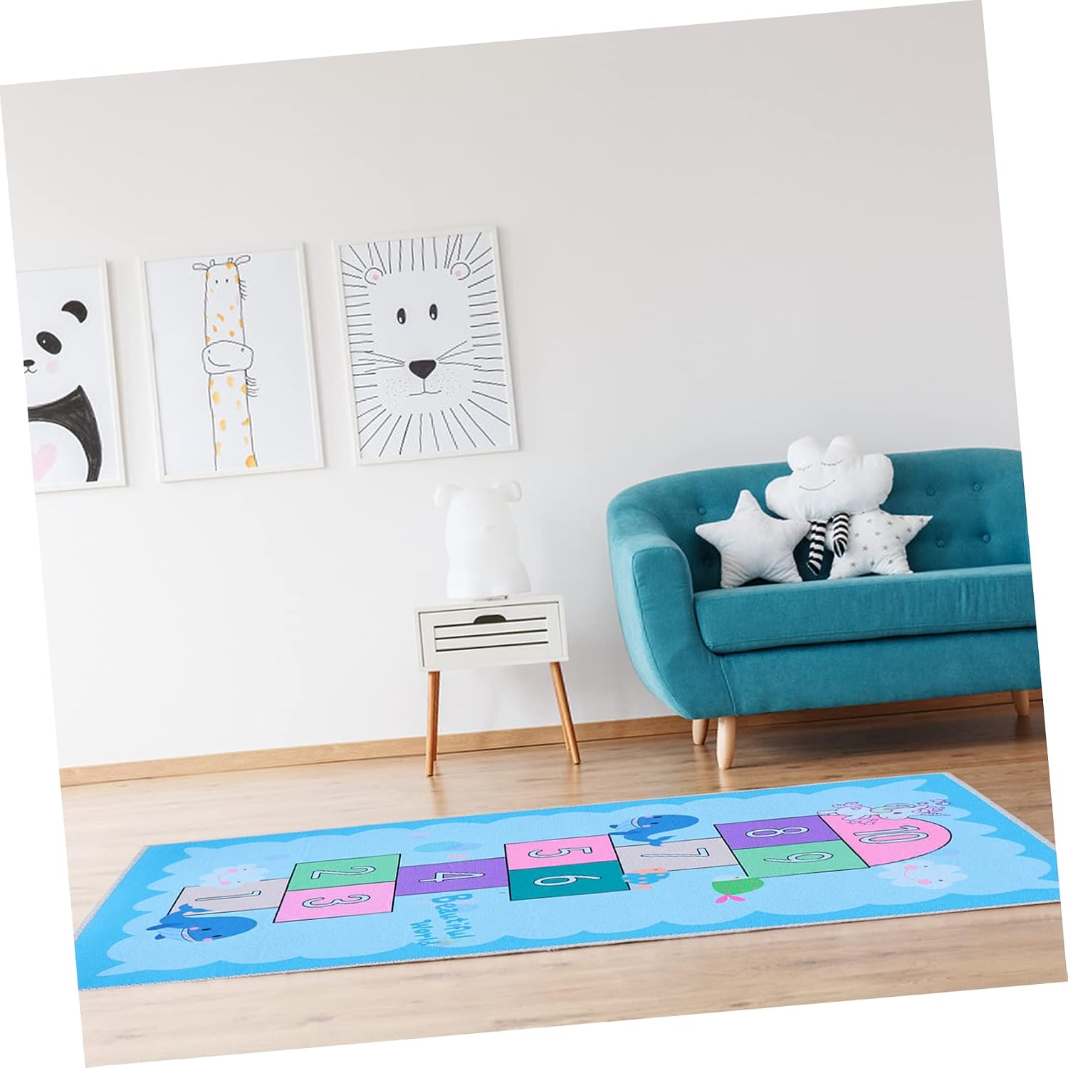 LIFKOME Boy Girl's Hopscotch Carpet Non-Slip Educational Floor Mat for Boy Girl Room Soft for Nursery Living Room Playroom Decor and