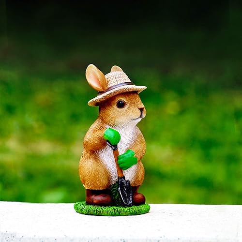 Miniatura 3 de Garden Statue Yard Art,Rabbit Statue-Resin Animal Figurine,for Outdoor Lawn Decor for Flower Beds, Fairy Gardens, Backyards and More,Conejo pala Gift