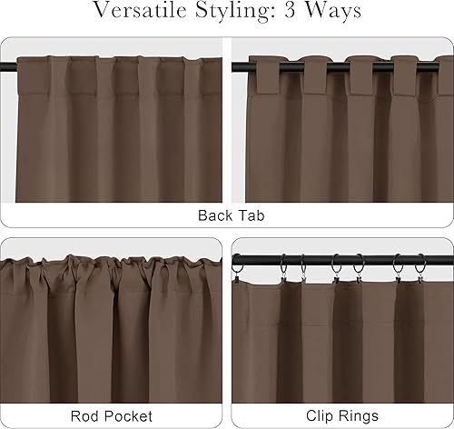 Miniatura 77 de PONY DANCE - Cortinas opacas aisladas térmicamente, set de 2 cortinas opacas con bolsillo para barra / pestaña trasera, paneles de cortinas opacas,