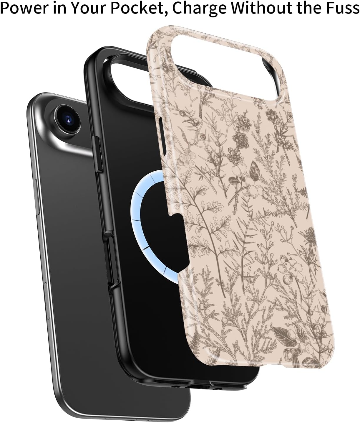 for iPhone Air Case Cute – Wireless Charging Compatible – Dual-Layer Shockproof Protection with Stylish Wildflower Design – Phone Case for iPhone 17 Air - Beige Botanical Floral - Image 3
