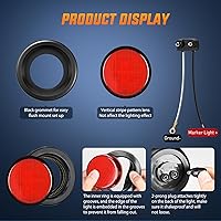 Vista 4 de Nilight Luz Marcadora Redonda de 2.5 Pulgadas 4PCS Roja 13LED Luces de Gálibo Montaje al Ras con Enchufe Ojal Coleta Cableado Directo Cumple DOT