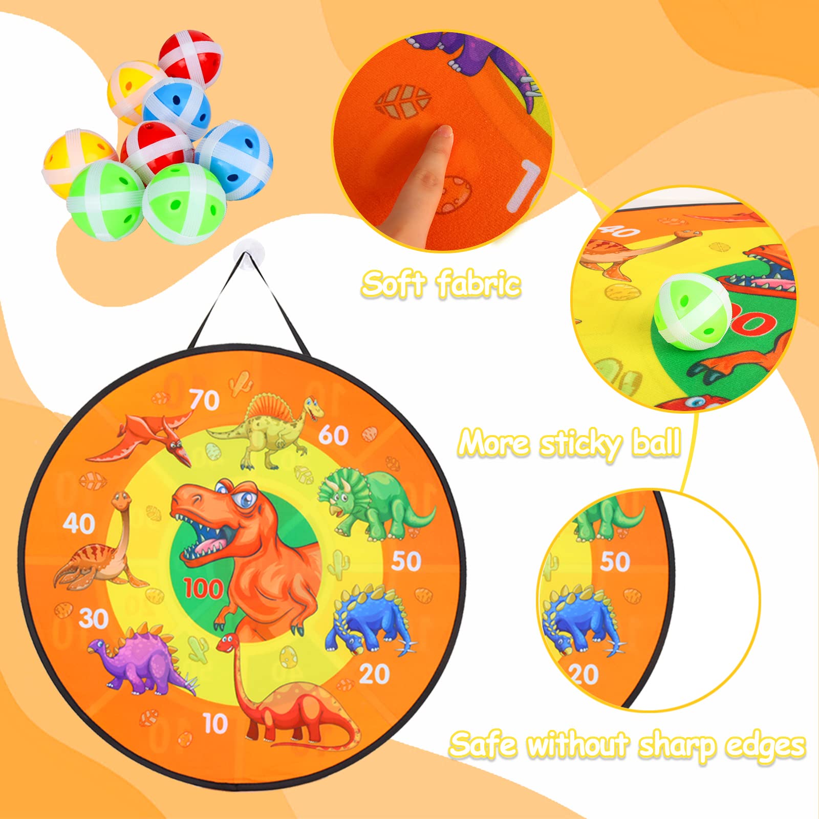 Jeu De Fléchettes GUBOOM Pour Enfants - Double Face Pliable Avec 8 Balles Collantes, Sécurité, Thème Animaux Et Chiffres - 8
