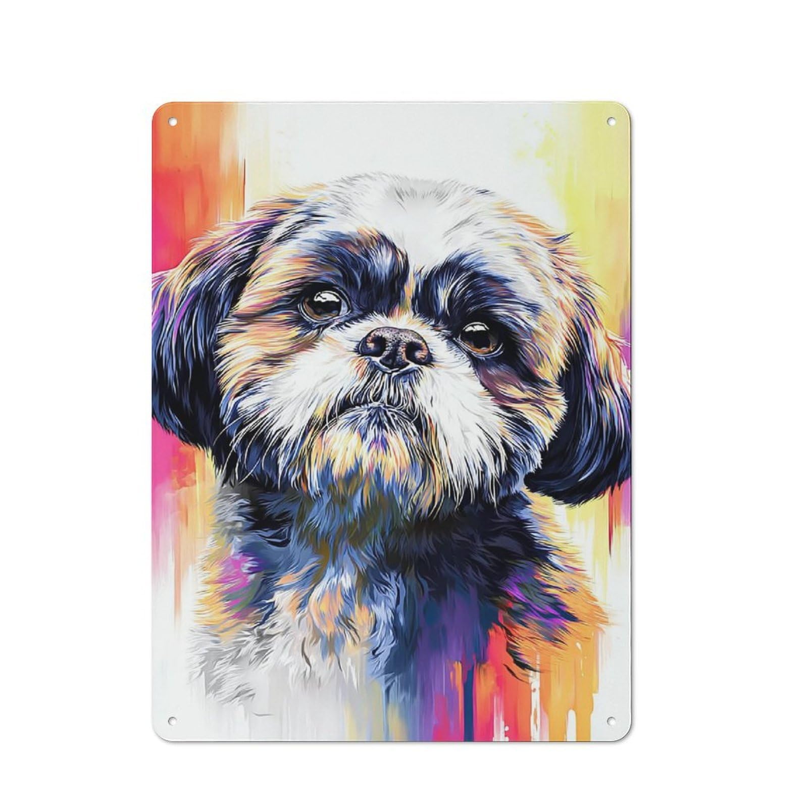 Colorful Abstract Dog Portrait -20 Metal Wall Plaque for Travel Lovers, Birthday, Housewarming Or Christmas Gift, 40x30cm