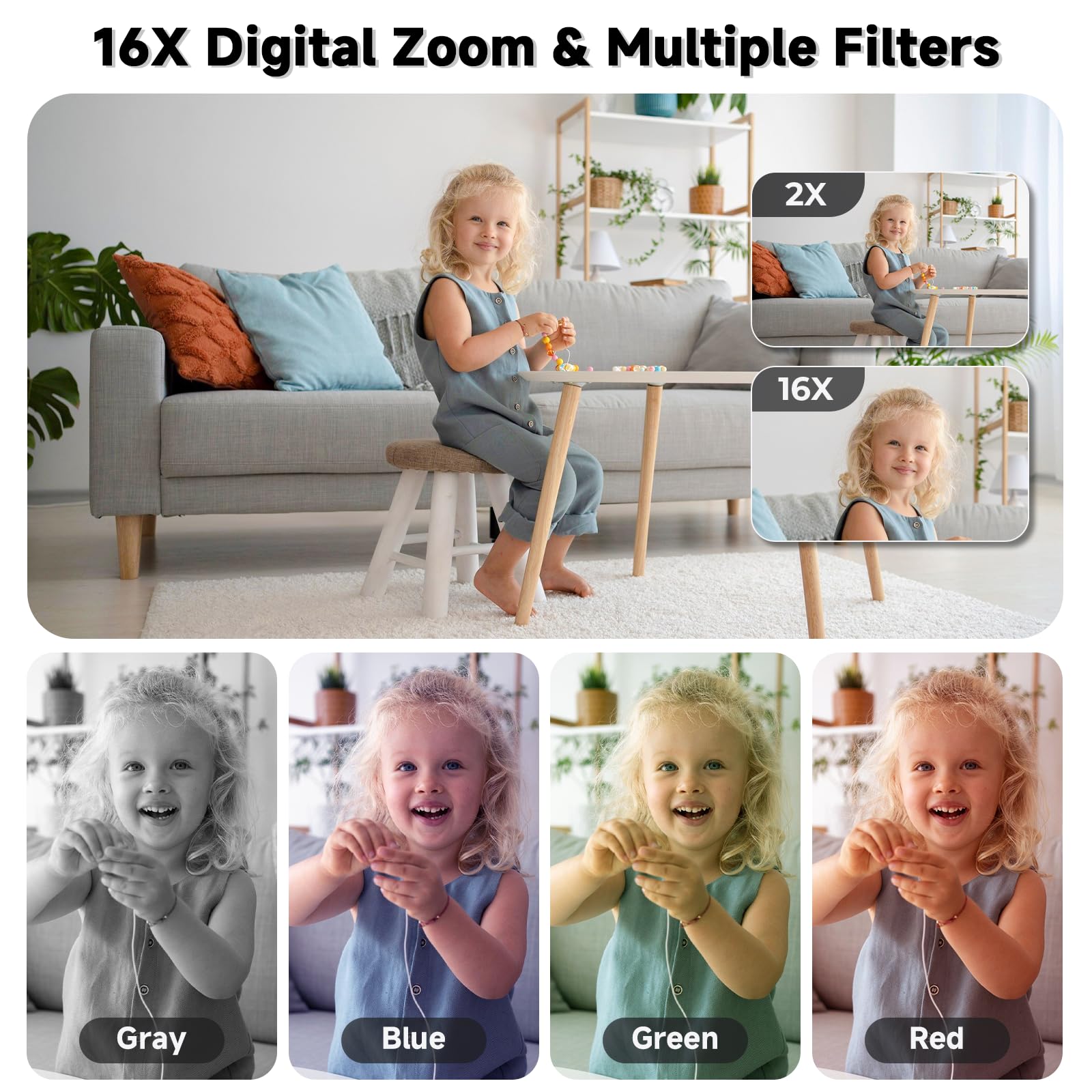 Cámara digital, cámara digital FHD 1080P para niños, cámara digital vintage con zoom de 16X, detección facial, captura de sonrisa, antivibración, cámara compacta de apuntar y disparar, cámara pequeña