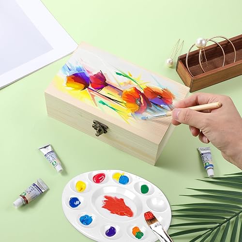 Miniatura 4 de Caja de madera con tapa con bisagras y cierre frontal, joyero de madera sin pintar para proyectos de arte, manualidades, manualidades, recuerdo,