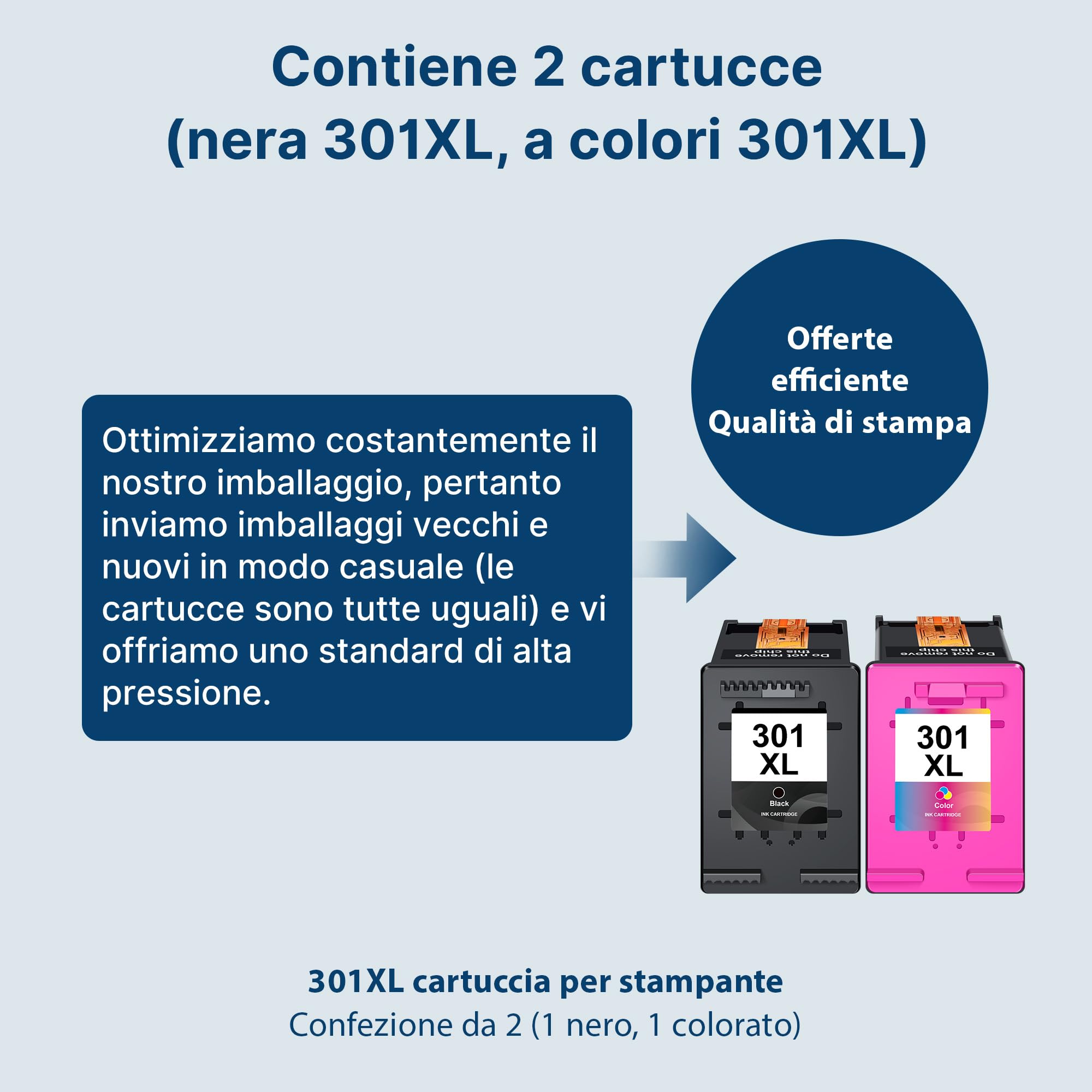 301 301XL Cartucce Sostituzione per HP 301 XL Nero e Colore per HP Envy 4500 5530 5532 5534 Officejet 4630 2620 4632 4636 Deskjet 2540 2510 1510 2050 1050a 2050a 3050a 3055a (1 Nero 1 Colore)