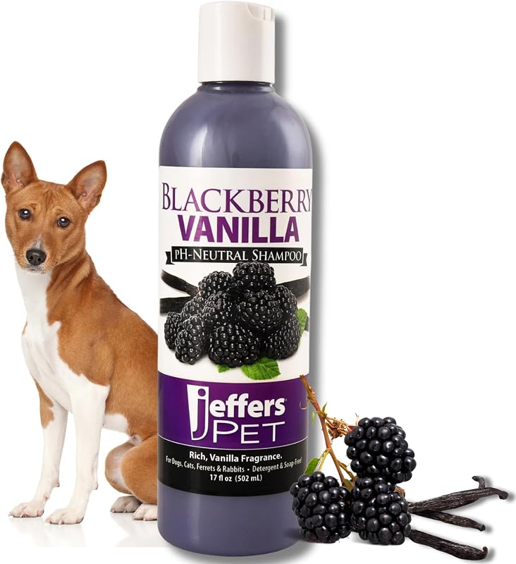Shampoo para Cães e Gatos Jeffers BlackBerry Vanilla sem Sabão, pH Balanceado, 17 oz