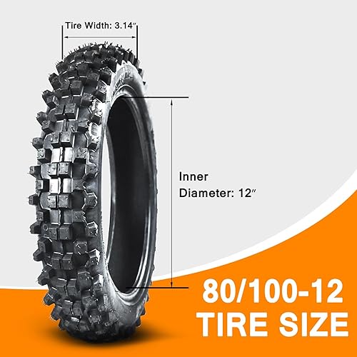 Miniatura 3 de Trasero 80100-12 3.00-12 Delantero 60100-14 2.50-14 Neumático y tubo interior para 110cc 125cc CRF70 CRF110 KLX110 TTR90 PW80 RM60 RM65 TaoTao DB14