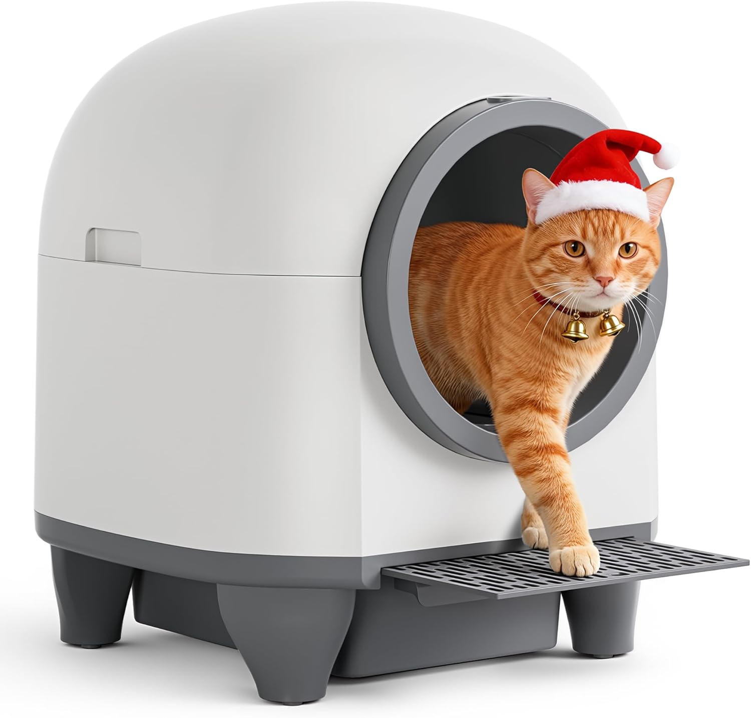 Greesum UltraSmart AutoClean Litter Box - 90L Large Capacity for Multi-Cat Households with Safeguard Tech, APP Control, Odor-Free Design & Mat/1 Roll Litter Bag