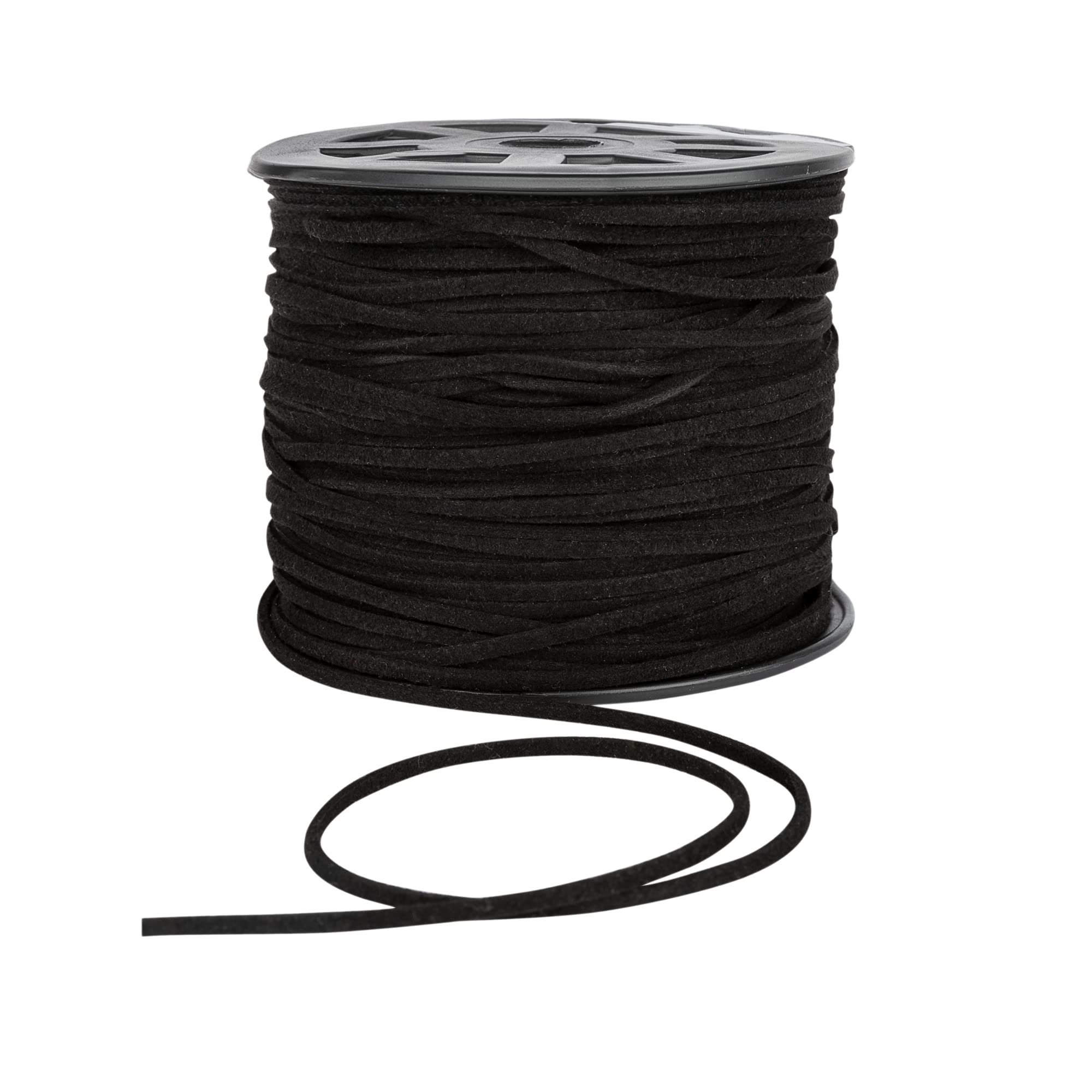 4mm Suede Cord for Jewellery Making & Macrame Crafts - Necklace & Bracelet String - Faux Leather Gift Wrapping - Discount Fabrics LTD (Black, 10m)