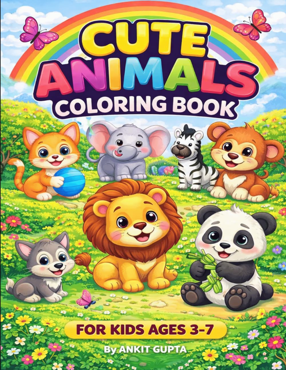 Cute Animals Coloring Book: Fun & Easy Coloring Pages for Kids Ages 3–7