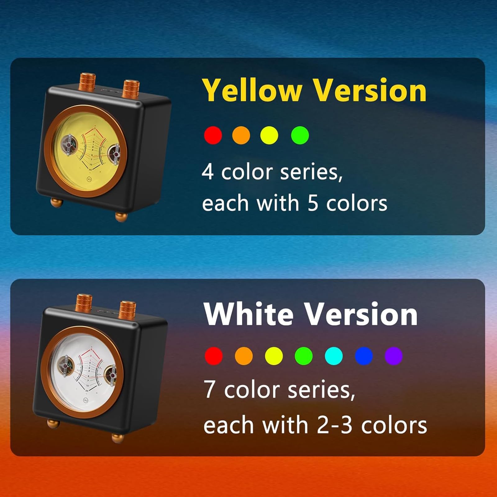 VU Meter Audio Ritmo Luce, 3.5mm AUX In/Out, Luminosità Regolabile e Retroilluminazione, Ideale per Sale Giochi & Appassionati di Musica