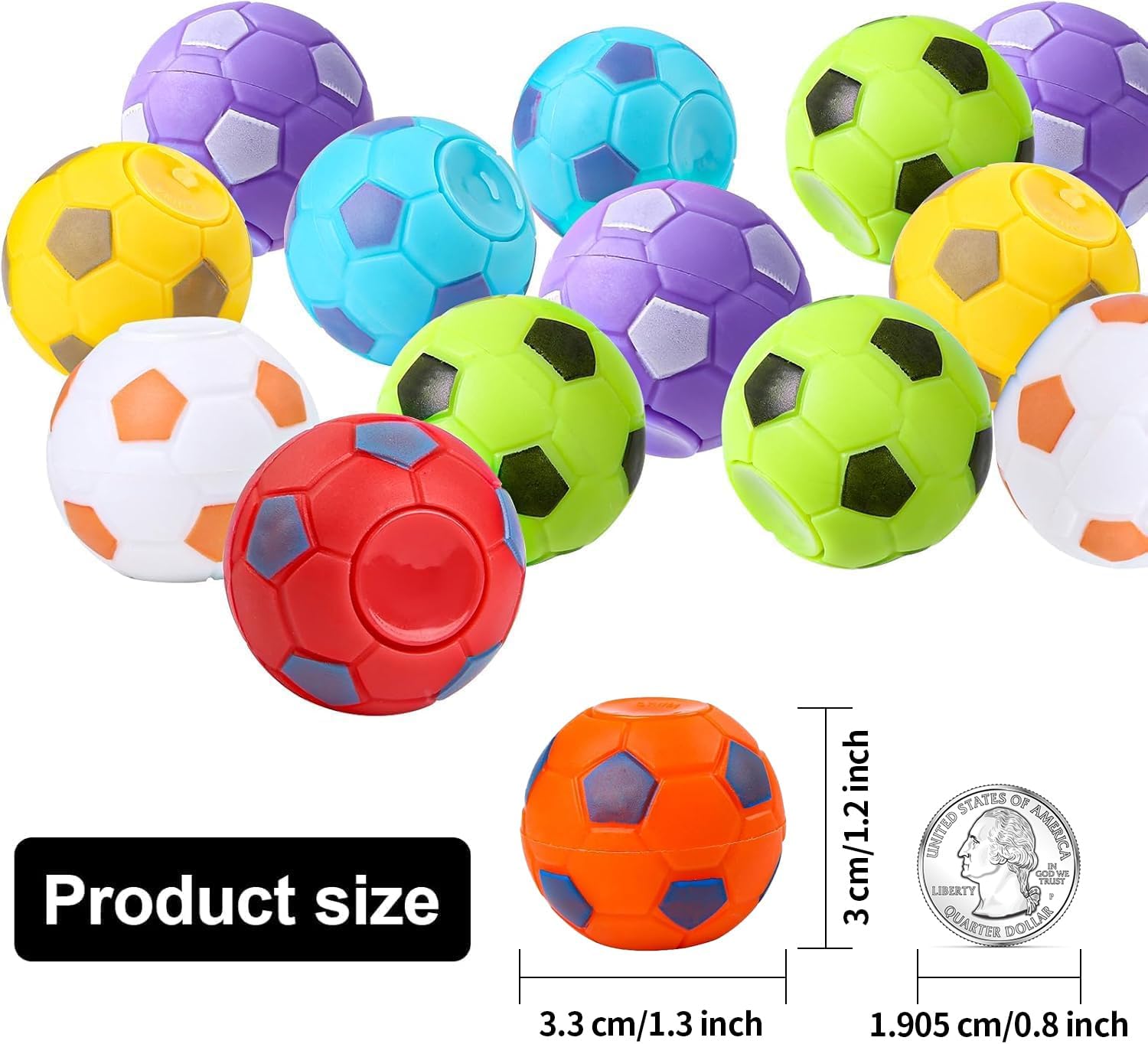 SCIONE 72 Pack Soccer Fidget Spinners, Soccer Party Favors for Kids, Fidget Toys Bulk, Stress Balls, Goodie Bag Stuffers Gifts for Birthday Party, Treasure Box for Classroom
