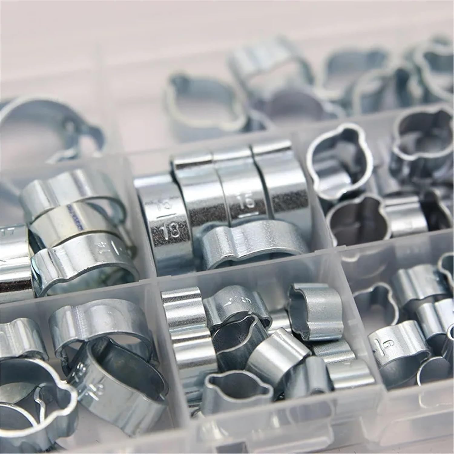 100Pcs 1Set Double Ear Clamp O Clips-Crimp Clip Air Silicone Petrol Water Fuel Hose Pipe Stainless Steel Hose Clamps Cinch Ring