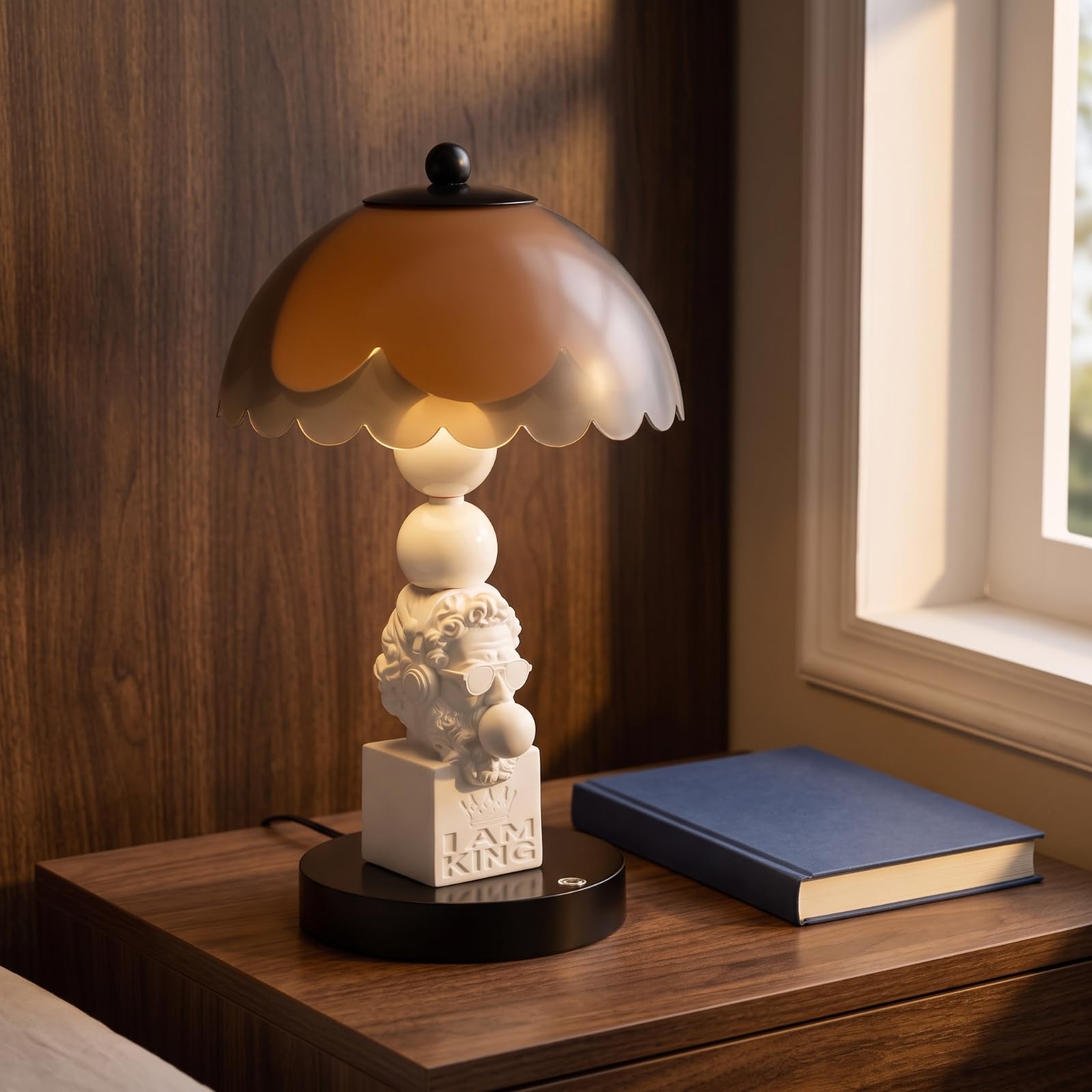 Lampada da Comodino con Base Scultorea a Cuore Paralume a Tamburo con Controllo Tattile per Camera da Letto Soggiorno Arredamento Moderno, Argento