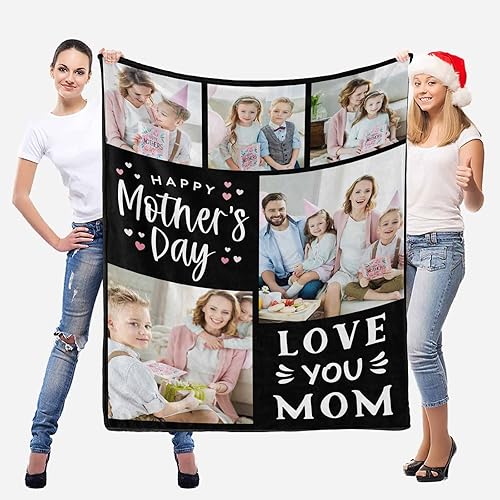 Miniatura 6 de D-Story Mantas ideas de regalo súper suaves con mis propias fotos, idea de regalo para madre para mamá, manta de franela personalizada, 80 x 60