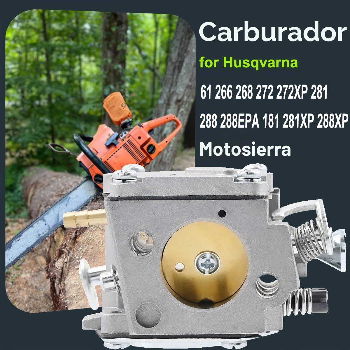 ZAMDOE Carburador para Husqvarna 61 266 268 272 272XP Motosierra 503 28 03-16 574331601 503 44 68-01 503 44 72-03 503280407 503280304 503280114 para Tillotson HS254B HS-260A Motosierra de Gasolina