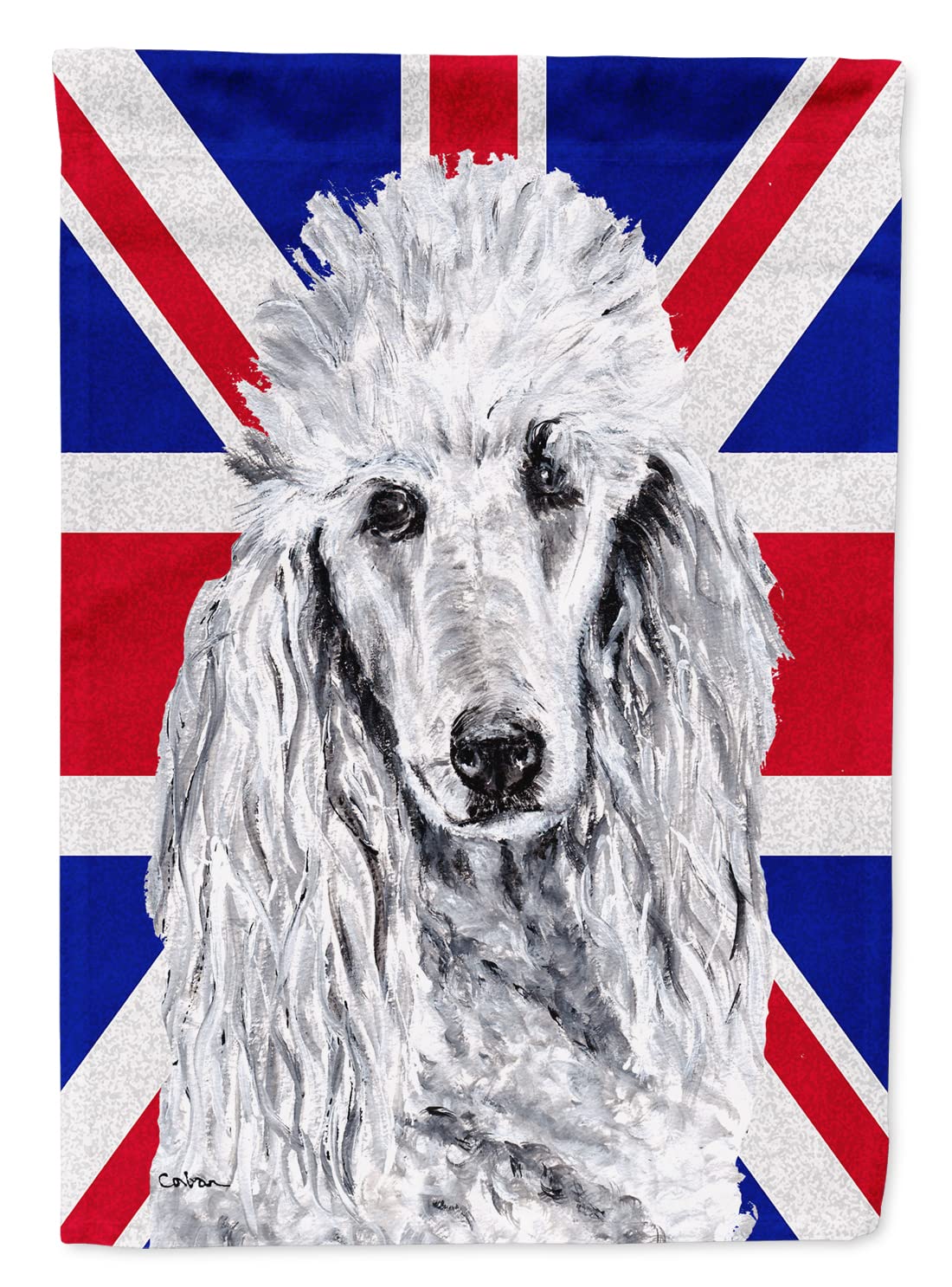 Caniche Blanc Toile Maison Union Jack Caroline's Treasures SC9884CHF Drapeau