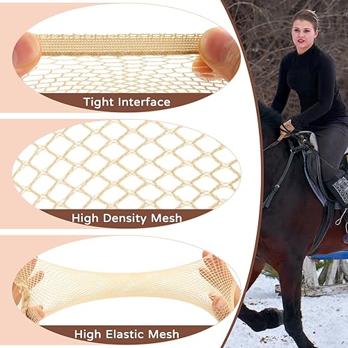 Miniatura 2 de 4 piezas de red de pelo para mujer, sin nudos, red de pelo ecuestre, gorra de tejido, gorras de peluca para cabello largo y corto (rubio, marrón)