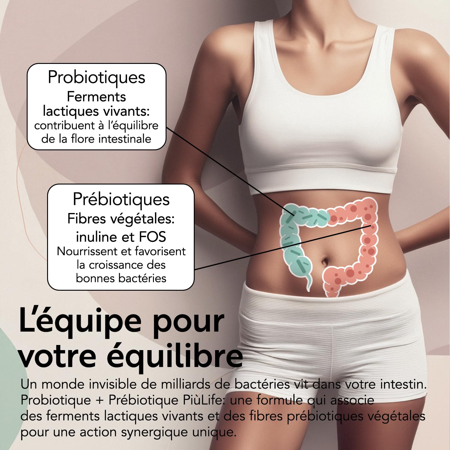 Probiotique Flore Intestinale Avec Prebiotiques 120 Gélules PiùLife, 40 Milliards UFC Dose, 20 Souches, Microbiote Intestinal, Bifidobacterium Et Lactobacillus, Ballonements Intestinaux Et Gaz, Colon