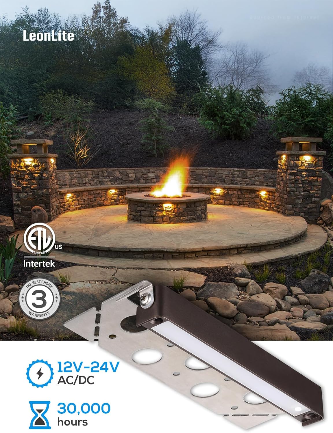 LEONLITE 7 Inch LED Hardscape Lighting, Update Retaining Wall Lights, LED Landscape Lighting, 12-24V AC/DC Paver Light Low Voltage, 3W/4W/5W Dimmable Outdoor Step Lights, 2700K Soft White, ETL, 4 Pack