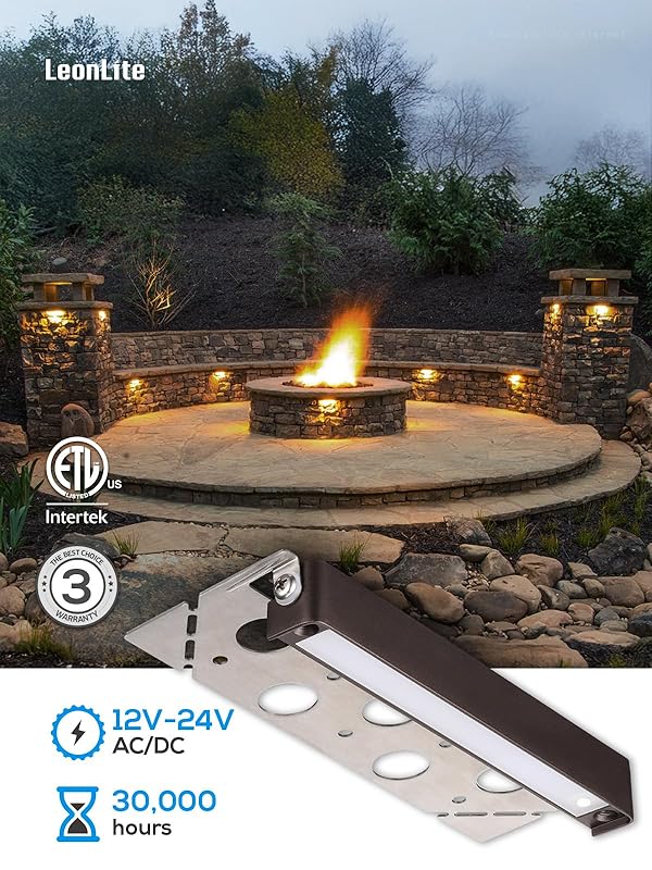 LEONLITE 7 Inch LED Hardscape Lighting, Update Retaining Wall Lights, LED Landscape Lighting, 12-24V AC/DC Paver Light Low Voltage, 3W/4W/5W Dimmable Outdoor Step Lights, 2700K Soft White, ETL, 4 Pack by LEONLITE - Image 5