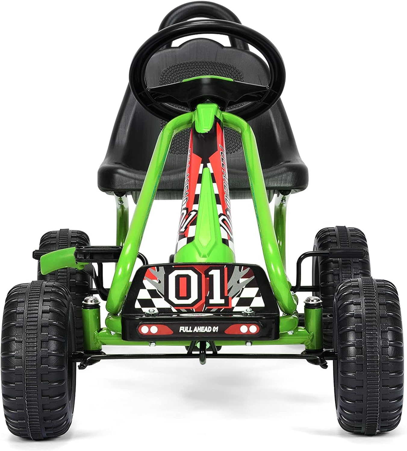 RELAX4LIFE Go Kart para Niños Con Freno de Mano y Asiento Ajustable, Coche de Pedales Con Ruedas Antideslizantes, 3-6 Años, Regalo, Carga 30kg (Verde)
