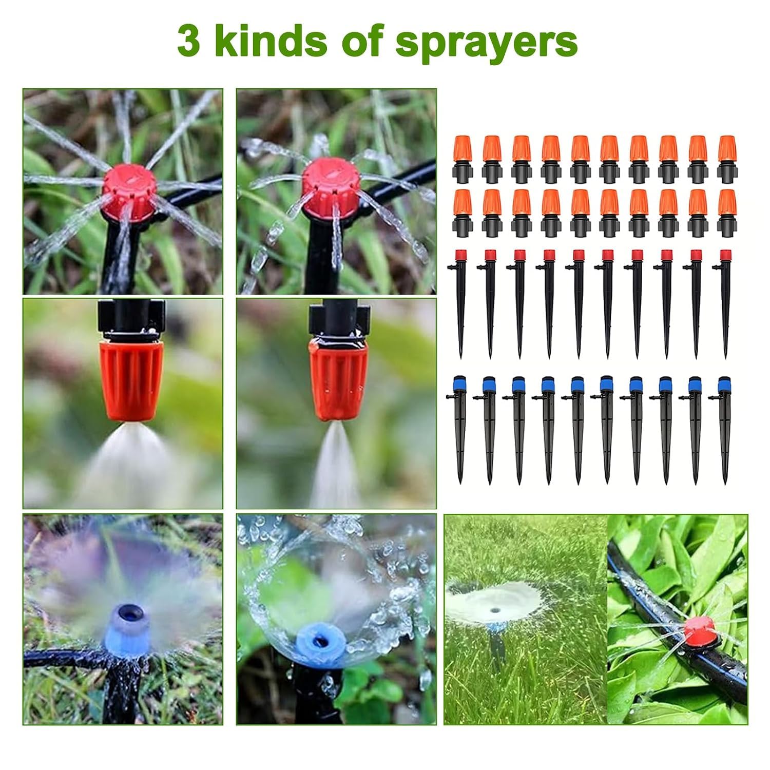 Set di irrigazione a goccia automatico, 60 + 12 m, tubo principale da 8/11 mm, da giardino | Controllo intelligente, utilizzabile universalmente su terrazze, prati e serre