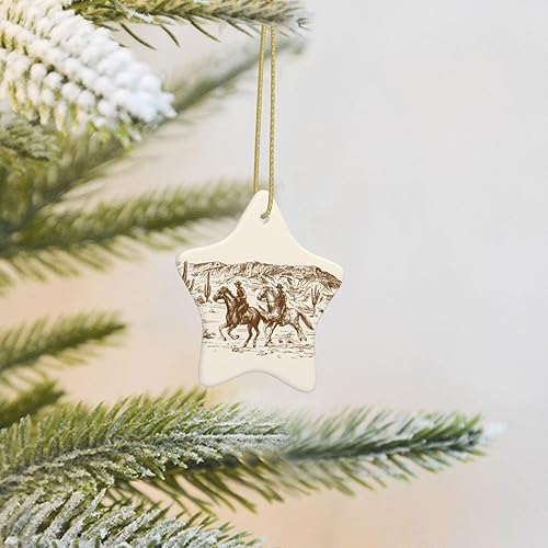 Miniatura 5 de Ciervo de pie en un bosque de ensueño-Adornos de Navidad 2023 Adornos de árbol de Navidad Cerámica Decoración de puerta de Navidad Decoración de