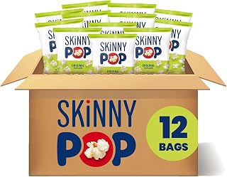 SkinnyPop Original Popcorn 1oz Bags (12 Pack) - Whole Grain, Dairy-Free, Gluten-Free Snack