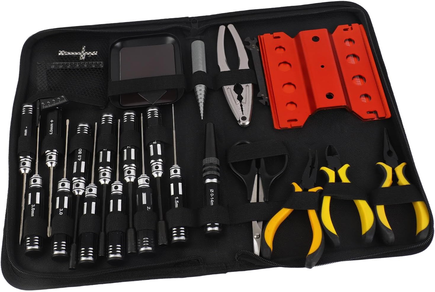 RC Tools Kit 44 in 1 Electronics Repair Tool Set, Kit for RC Cars Trucks Boats Helicopters, Portable Auto Repair Tool Kit with Speed Steel Tools,