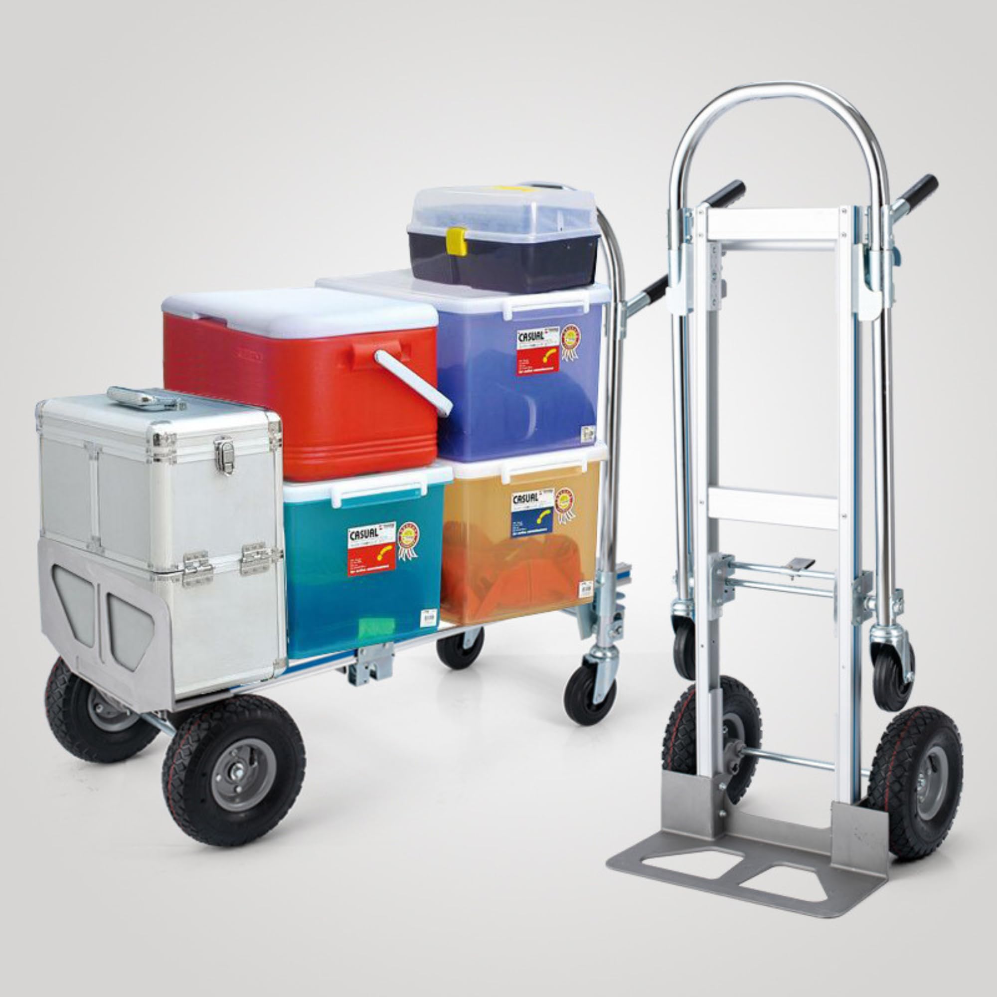 Carretilla de Mano de Aluminio 2 en 1. Carrito de Transporte con 4 Ruedas, Convertible en Plataforma o Carro de Mano, Capacidad de 350kg. Carro de Carga Plegable para Almacen, Mudanza. | 4 Ruedas, Convertible en Plataforma o Carro de Mano, Capacidad de 35