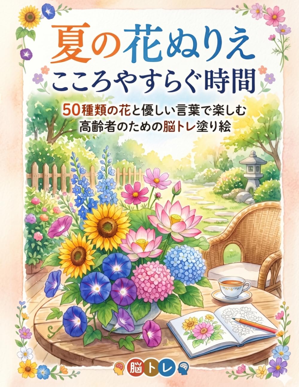 夏の花ぬりえ こころやすらぐ時間: 50種類の花とやさしい言葉で楽しむ 高齢者のための脳トレ塗り絵