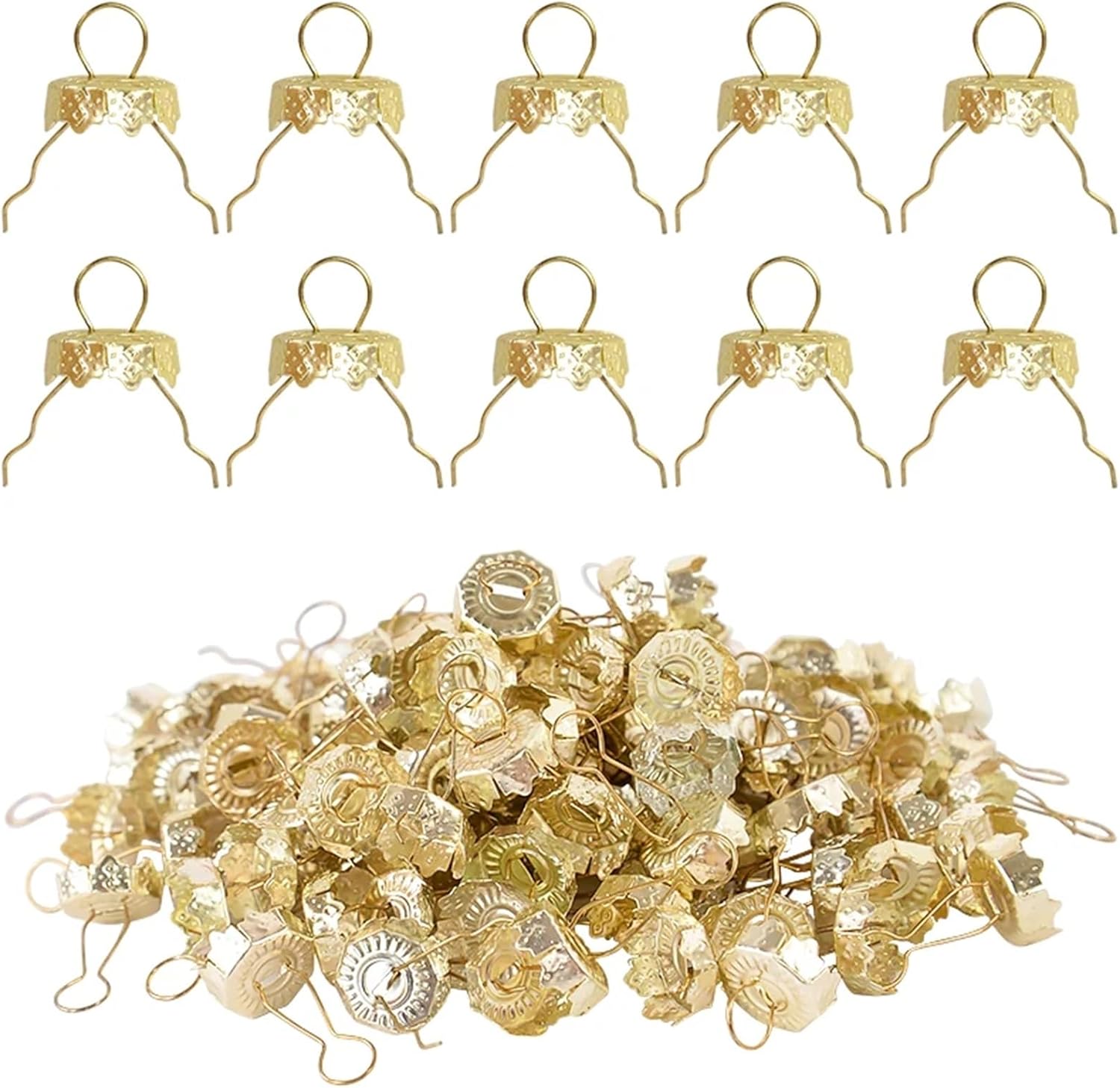 Ornament Caps 400 Pcs Round Christmas Ornament Caps with Removable Gold & Silver Hangers(Gold)
