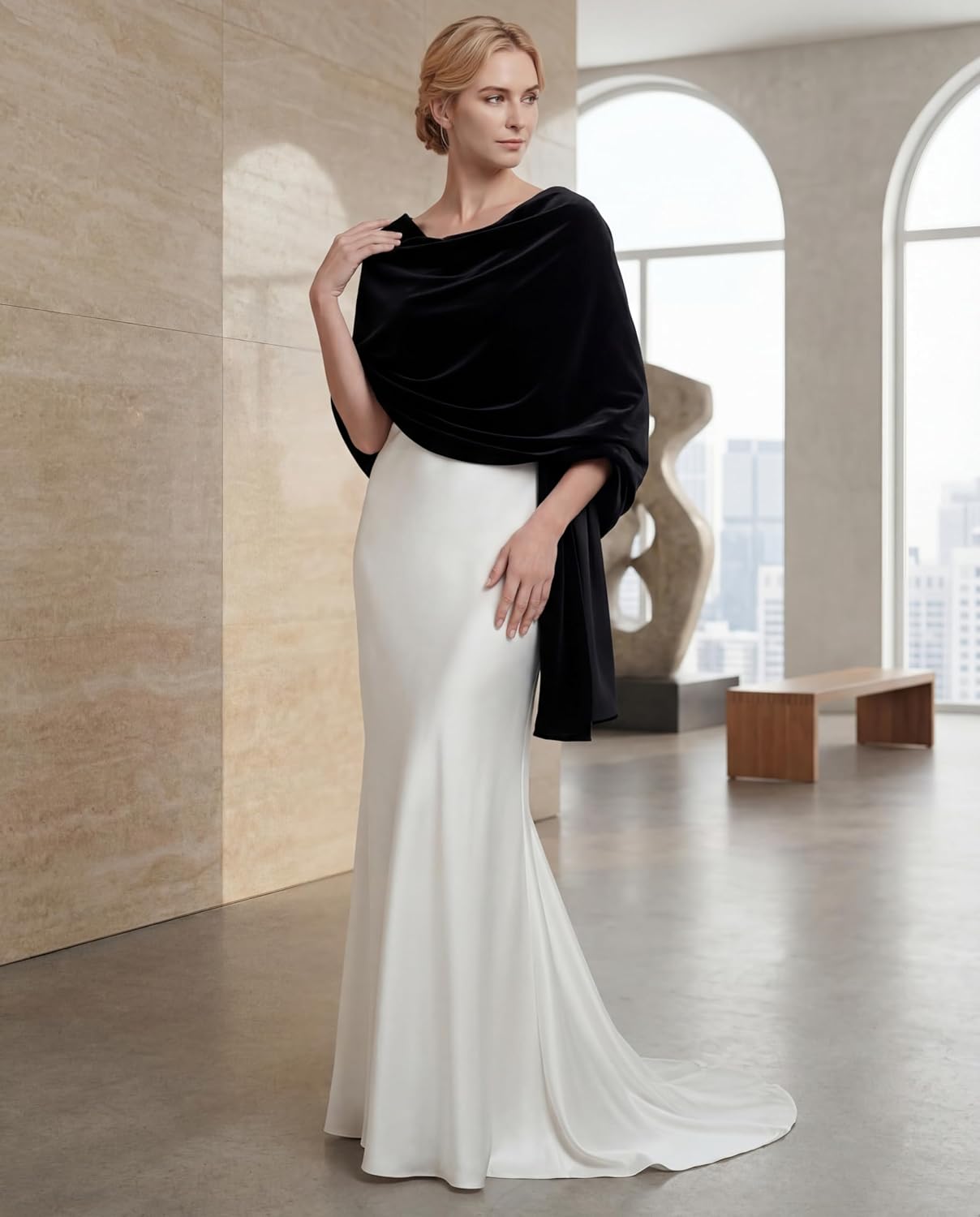 Geyoga Women Velvet Scarfs Shawls and Wraps for Evening Dresses Wedding Bridal Scarves Formal Cover up Dress Accessories - Image 6